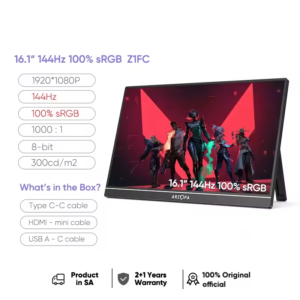 شاشة ألعاب ARZOPA مقاس 16.1 بوصة 100% sRGB 144 هرتز شاشة كمبيوتر محمول محمولة مع نوع C Mini HDMI لمفتاح سطح البخار PS4/5 PC Mac