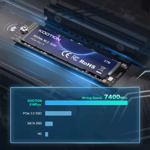 KOOTION X16PLUS M.2 NVMe 7400mb/s قرص الحالة الصلبة الداخلي 2 تيرا بايت 1 تيرا بايت PCIe4.0x4 M2 2280 SSD داخلي لأجهزة الكمبيوتر المحمول المكتبية PS5