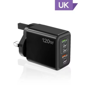 شاحن سريع 120 وات USB C متعدد المنافذ PD شحن سريع 3.0 محول هاتف جداري لأجهزة iPhone وسامسونج وهواوي وشاومي